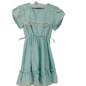 Dorissa II Vintage Light Blue Lace Dress cottage core‎ shabby chic size 5